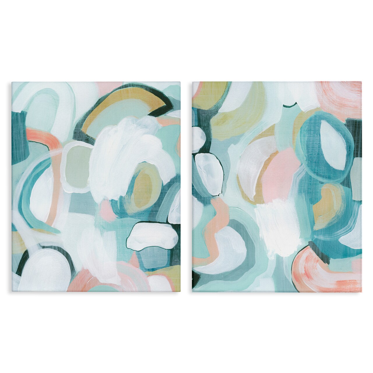 Stupell Industries Pastel Pink & Blue 2pc Canvas Wall Art Set Design by Grace Popp